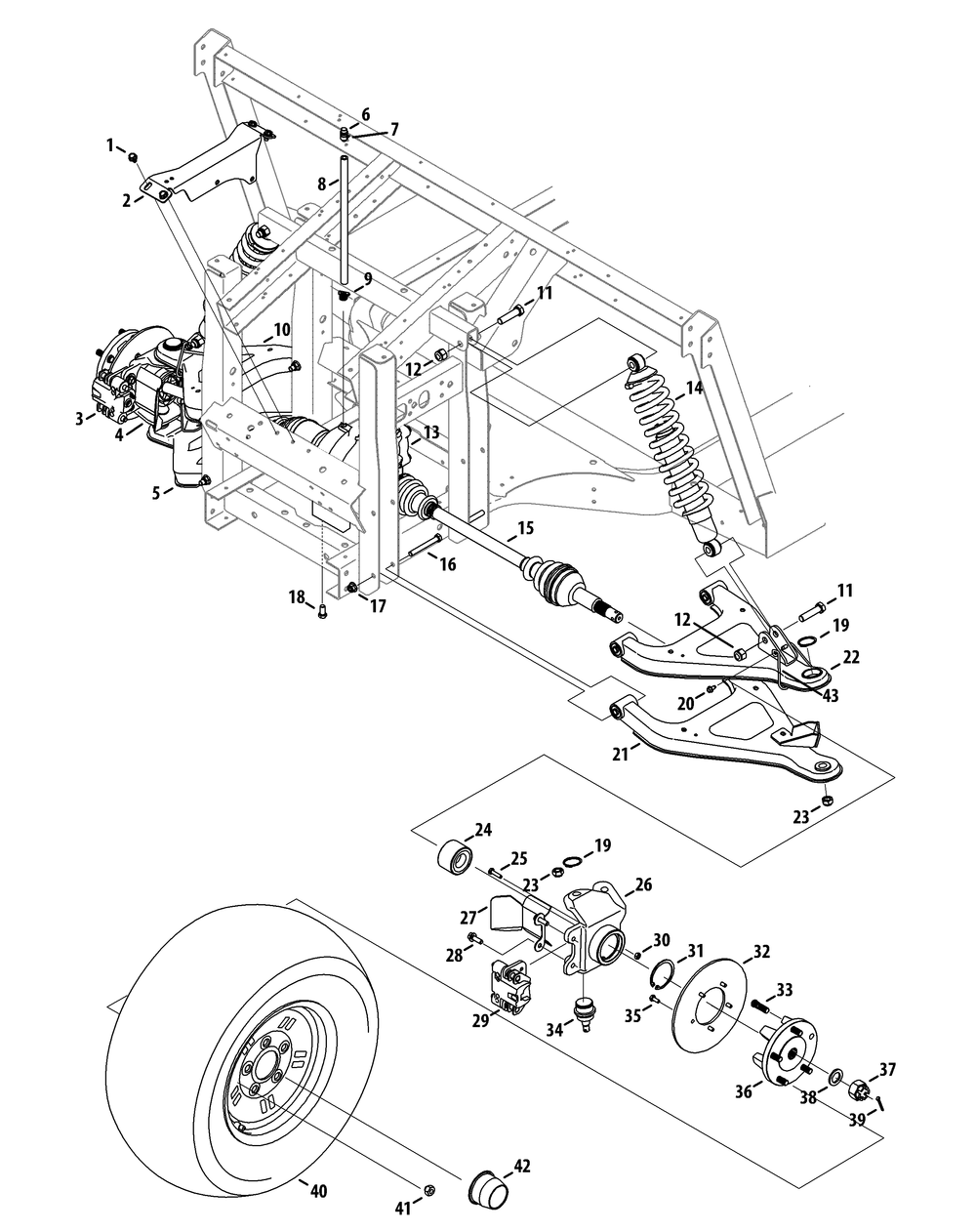 Front Axle 4 X 4 Diagram and Parts List for 46G 4X4-EFI-1G202Z-1G313Z-37BMD710 Cub Cadet Lawn Tractor Accessories